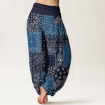 Buddha Stones Pure Cotton Elegant Paisley Pattern Women's Elastic Waist Harem Pants