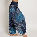 Buddha Stones Pure Cotton Elegant Paisley Pattern Women's Elastic Waist Harem Pants