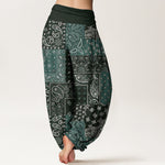 Buddha Stones Pure Cotton Elegant Paisley Pattern Women's Elastic Waist Harem Pants