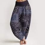 Buddha Stones Pure Cotton Elegant Paisley Pattern Women's Elastic Waist Harem Pants