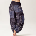 Buddha Stones Pure Cotton Elegant Paisley Pattern Women's Elastic Waist Harem Pants