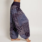 Buddha Stones Pure Cotton Elegant Paisley Pattern Women's Elastic Waist Harem Pants