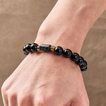 FREE Today: Protection and Transformation Black Obsidian Black Tourmaline Minimalist Round Bead Bracelet