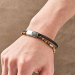 Buddha Stones Lapis Lazuli Truth Double Wrap Leather Bracelet