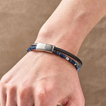 Buddha Stones Lapis Lazuli Truth Double Wrap Leather Bracelet