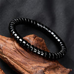 Buddha Stones Natural Black Obsidian Faceted Straight Cut Beaded Strength Bracelet