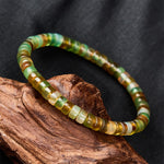 Buddha Stones Natural Green Agate Faceted Rondelle Healing Bracelet