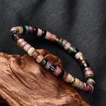 Buddha Stones Multicolor Tourmaline Protection Faceted Tablet Bead Bracelet