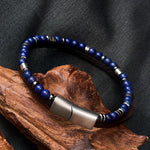 Buddha Stones Lapis Lazuli Truth Double Wrap Leather Bracelet