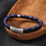 Buddha Stones Lapis Lazuli Truth Double Wrap Leather Bracelet