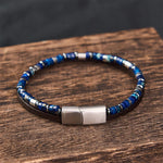Buddha Stones Lapis Lazuli Truth Double Wrap Leather Bracelet