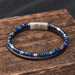 Buddha Stones Lapis Lazuli Truth Double Wrap Leather Bracelet