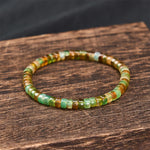 Buddha Stones Natural Green Agate Faceted Rondelle Healing Bracelet