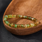 Buddha Stones Natural Green Agate Faceted Rondelle Healing Bracelet