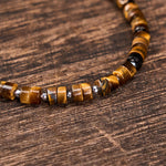 Buddha Stones Amethyst Tiger's Eye Rose Quartz Blue Spot Jasper Black Obsidian Calm Flat Bead Bracelet