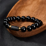 FREE Today: Protection and Transformation Black Obsidian Black Tourmaline Minimalist Round Bead Bracelet