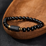FREE Today: Protection and Transformation Black Obsidian Black Tourmaline Minimalist Round Bead Bracelet