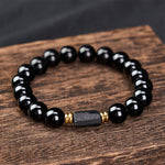 FREE Today: Protection and Transformation Black Obsidian Black Tourmaline Minimalist Round Bead Bracelet