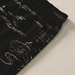 Buddha Stones Pure Cotton Cloud Mountain Wave Pattern Drawstring Men's Tapered Pants With Pockets
