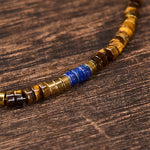 Buddha Stones Lapis Lazuli Tiger Eye Square Beaded Wisdom Bracelet