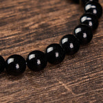 FREE Today: Protection and Transformation Black Obsidian Black Tourmaline Minimalist Round Bead Bracelet