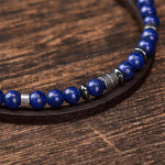 Buddha Stones Lapis Lazuli Truth Double Wrap Leather Bracelet