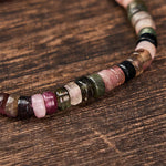 Buddha Stones Multicolor Tourmaline Protection Faceted Tablet Bead Bracelet
