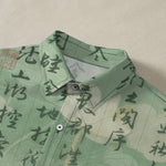 Buddha Stones Chinese Calligraphy Landscape Pattern Buttons Breathable Men's Short Sleeve Shirt