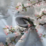Buddha Stones Cherry Blossom Cat Waterside Pattern Buttons Wrinkle-resistant Men's Short Sleeve Shirt