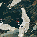 Buddha Stones Red-crowned Crane Golden White Clouds Wave Pattern Buttons Breathable Men's Short Sleeve Shirt