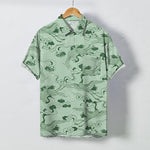 Buddha Stones Crane Cloud Wave Sketch Pattern Buttons Breathable Men's Short Sleeve Shirt