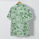 Buddha Stones Crane Cloud Wave Sketch Pattern Buttons Breathable Men's Short Sleeve Shirt