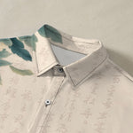 Buddha Stones Pink Peony Leaf Dragonfly Pattern Buttons Breathable Men's Short Sleeve Shirt