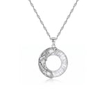 Buddha Stones Clear Quartz Koi Fish Luck Circular Peace Buckle Pendant Necklace