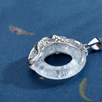 Buddha Stones Clear Quartz Koi Fish Luck Circular Peace Buckle Pendant Necklace