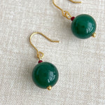 Buddha Stones Green Agate Round Support Drop Earrings