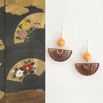 Buddha Stones Handcrafted Fan Shape Wooden Simplicity Earrings