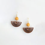 Buddha Stones Handcrafted Fan Shape Wooden Simplicity Earrings