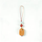 Buddha Stones Hand Carved Sandalwood Cat Fish Purification Keychains