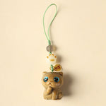 Buddha Stones Green Sandalwood Cat Hand-Woven Soothing Keychains