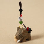 Buddha Stones Natural Wood Elephant Peace Om Mani Padme Hum Purity Keychains