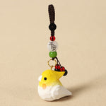 Buddha Stones Hand-Carved Natural Wood Cockatiel Om Mani Padme Hum Focus Keychains