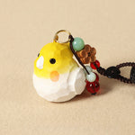 Buddha Stones Hand-Carved Natural Wood Cockatiel Om Mani Padme Hum Focus Keychains