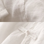 Buddha Stones Summer V-Neck Frog-Button Short Sleeve Women's Midi Dress