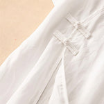 Buddha Stones Summer V-Neck Frog-Button Short Sleeve Women's Midi Dress