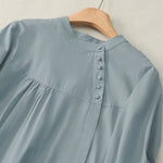 Buddha Stones Lace-up Buttons Design Women's Three Quarter Sleeve Shirt