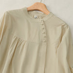 Buddha Stones Lace-up Buttons Design Women's Three Quarter Sleeve Shirt