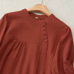Buddha Stones Lace-up Buttons Design Women's Three Quarter Sleeve Shirt