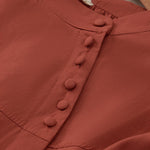 Buddha Stones Lace-up Buttons Design Women's Three Quarter Sleeve Shirt