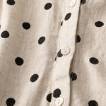 Buddha Stones Summer Polka Dot V-Neck Lace-up Women's Knee Length Dress With Pockets